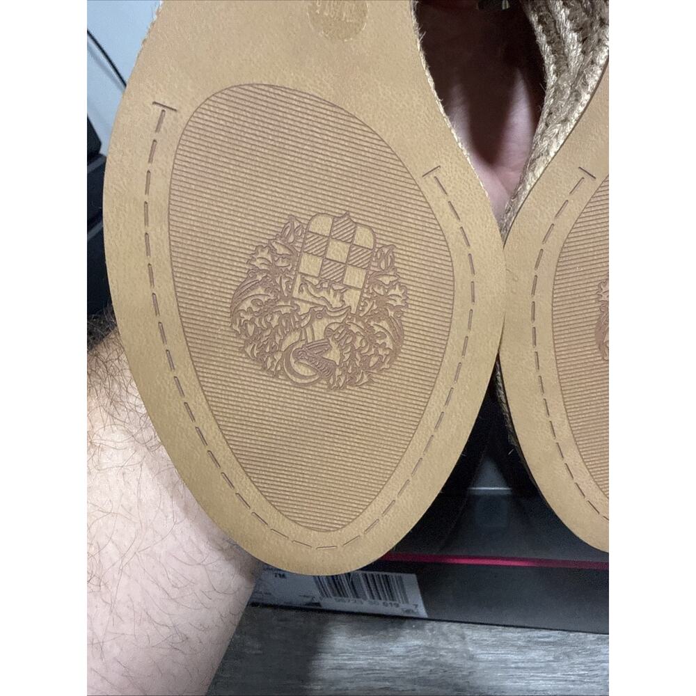 Vince Camuto Frilin Golden Walnut Leather Espadrille Wedge Sandals Womens 7 M - Picture 10 of 12